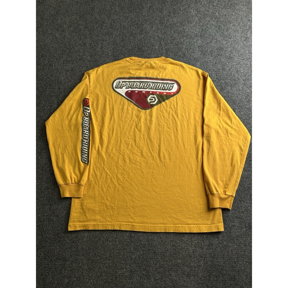 Mens OP Up Board Riding Graphic Long Sleeve T-Shirt Yellow, Size XL